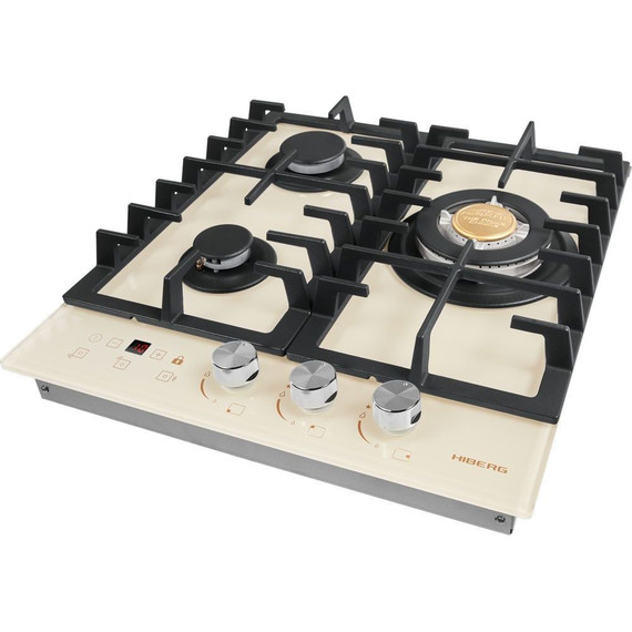 Газовая варочная поверхность Hiberg VM 4535 Y (бежевое стекло) фото 4
