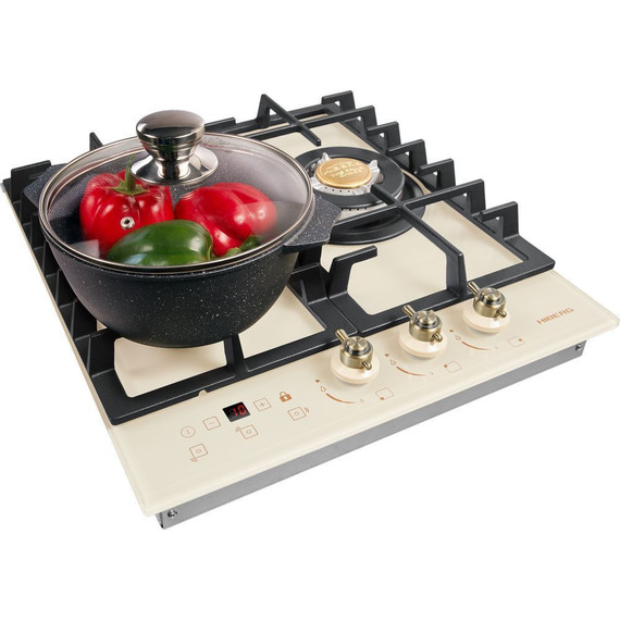 Газовая варочная поверхность Hiberg VM 4535 Y (бежевое стекло) фото 5