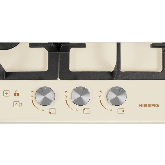 Газовая варочная поверхность Hiberg VM 4535 Y (бежевое стекло) фото 6