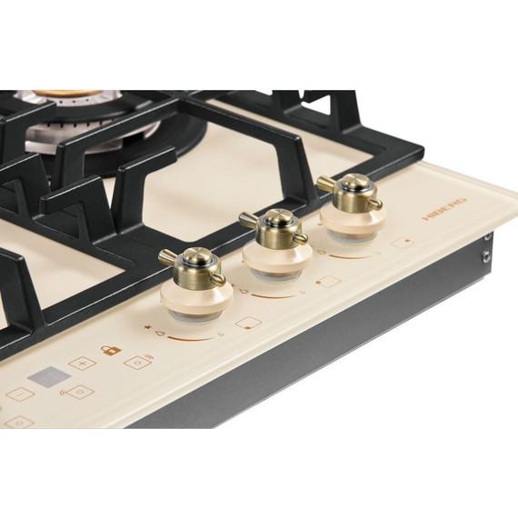 Газовая варочная поверхность Hiberg VM 4535 Y (бежевое стекло) фото 9