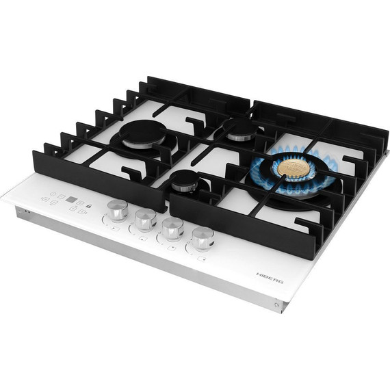 Газовая варочная поверхность Hiberg VM 6145 W (белое стекло) фото 3