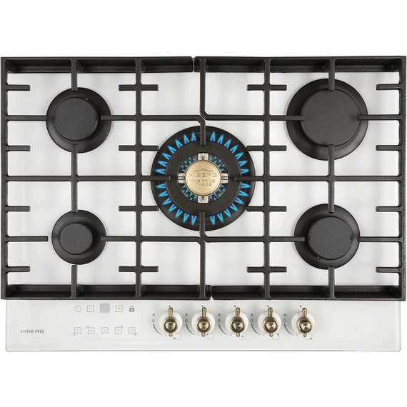 Газовая варочная поверхность Hiberg VM 7155 W (белое стекло) фото 2