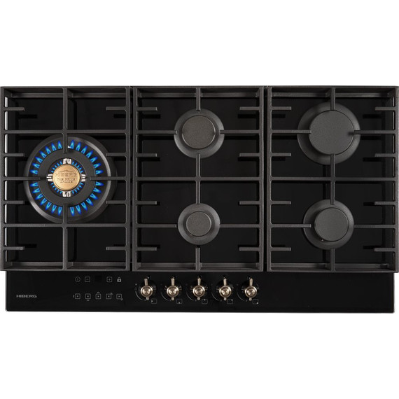 Газовая варочная поверхность Hiberg VM 9155 B (чёрное стекло) фото 2