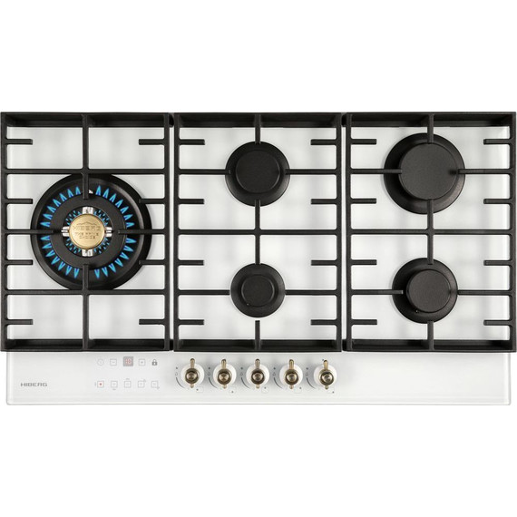 Газовая варочная поверхность Hiberg VM 9155 W (белое стекло) фото 2