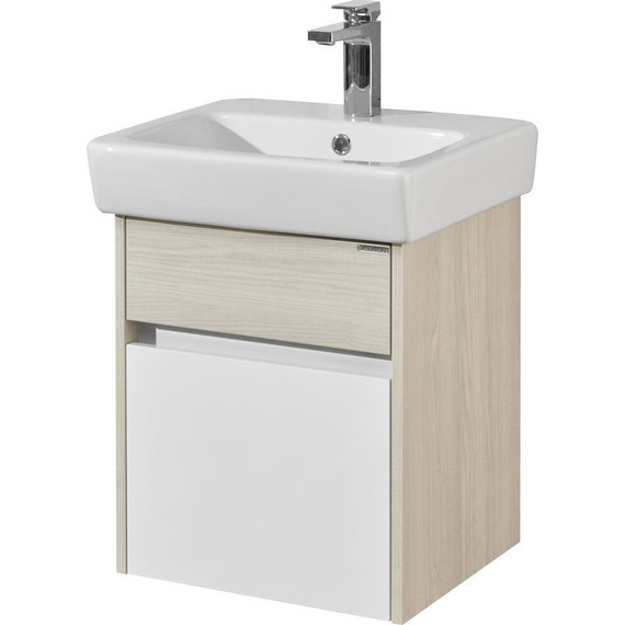 Тумба подвесная с раковиной Акватон Верди 50 см 1A1959K1VDAV0, белый/ясень фабрик фото 3