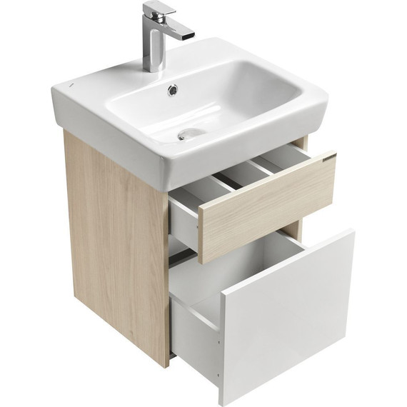 Тумба подвесная с раковиной Акватон Верди 50 см 1A1959K1VDAV0, белый/ясень фабрик фото 5