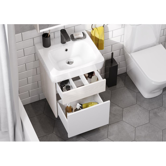 Тумба подвесная с раковиной Акватон Верди 50 см 1A1959K1VDAV0, белый/ясень фабрик фото 6