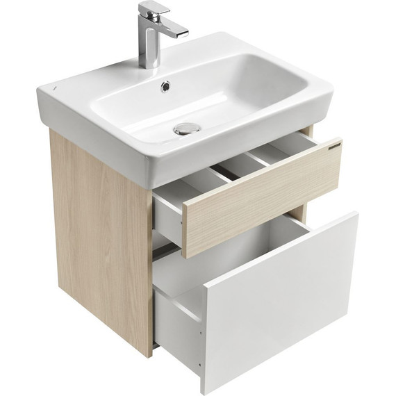 Тумба подвесная с раковиной Акватон Верди 60 см 1A2067K1VDAV0, белый/ясень фабрик фото 5