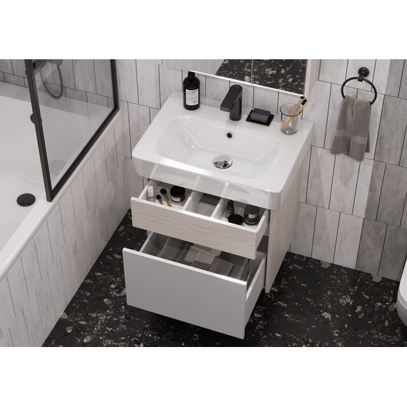 Тумба подвесная с раковиной Акватон Верди 60 см 1A2067K1VDAV0, белый/ясень фабрик фото 7