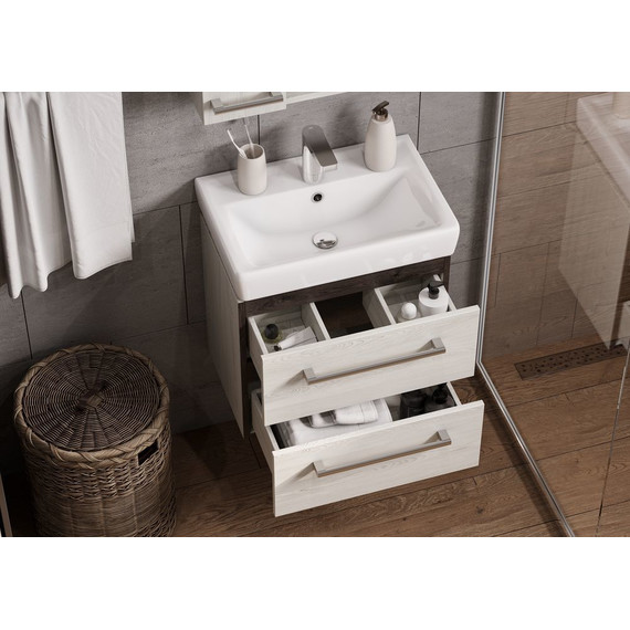 Тумба подвесная с раковиной Акватон Ронда 55 см 1A2076K1RSC20, дуб соммерсет фото 4