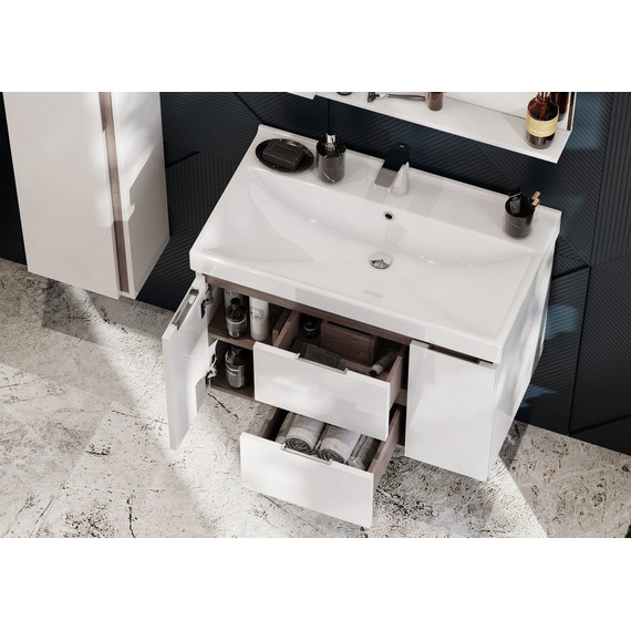 Тумба подвесная с раковиной Акватон Рене 80 см 1A2586K0NRC80, белый фото 10