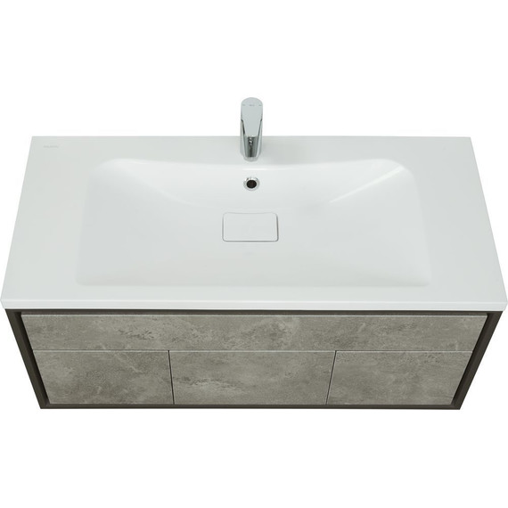 Тумба подвесная с раковиной Акватон Уэльс 100 см 1A2676K1WA6A0, графит/серый бетон фото 3