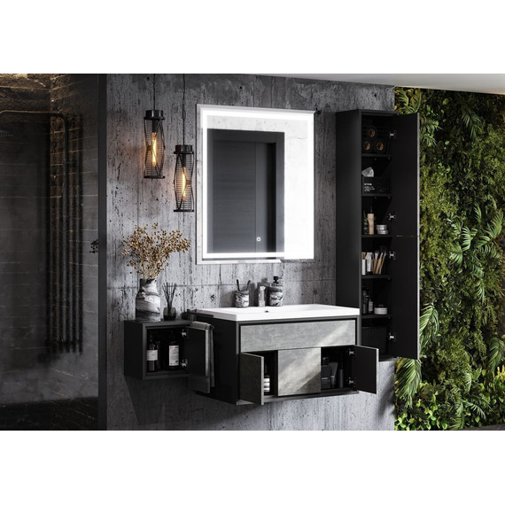 Пенал подвесной Акватон Уэльс 30 см 1A267703WA6A0, графит/серый бетон фото 6