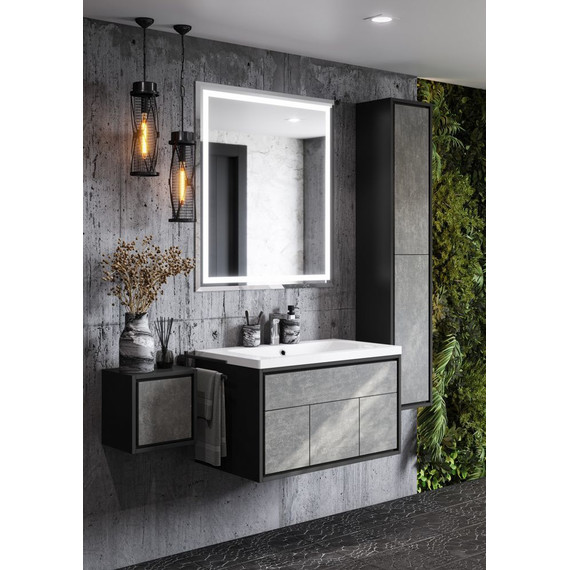 Пенал подвесной Акватон Уэльс 30 см 1A267703WA6A0, графит/серый бетон фото 7