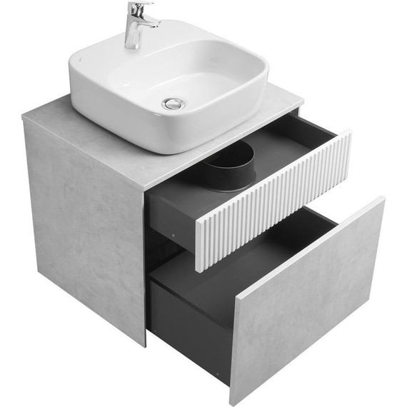 Тумба подвесная с раковиной Акватон Марбл 60 см 1A2761K1MH4C0 (раковина Одри) слэйт фото 3