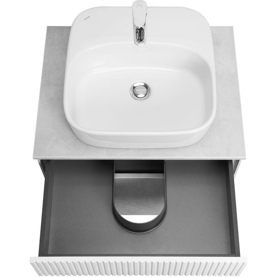 Тумба подвесная с раковиной Акватон Марбл 60 см 1A2761K1MH4C0 (раковина Одри) слэйт фото 5