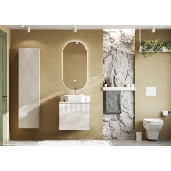 Тумба подвесная с раковиной Акватон Марбл 60 см 1A2761K2MH4C0 (раковина Mila 40) слэйт фото 7