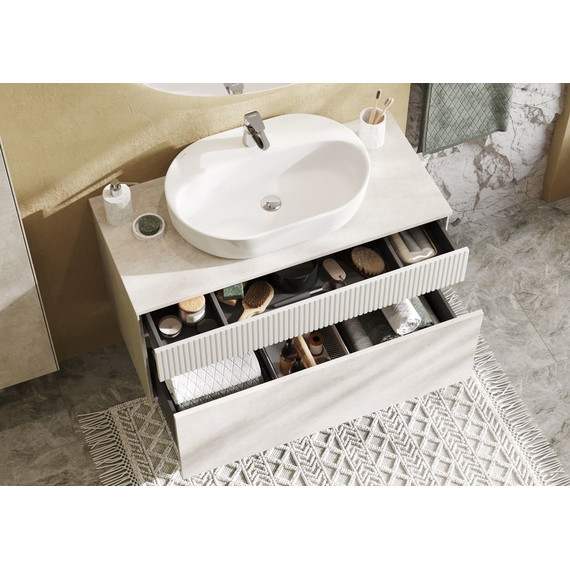 Тумба подвесная с раковиной Акватон Марбл 100 см 1A2763K3MH4C0 (раковина Одри Round) слэйт фото 7