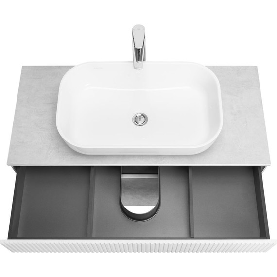 Тумба подвесная с раковиной Акватон Марбл 100 см 1A2763K4MH4C0 (раковина Лола) слэйт фото 3