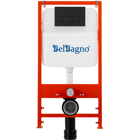 Инсталляция для унитаза BelBagno BB026/BB044NERO (кнопка смыва черная матовая) фото 
