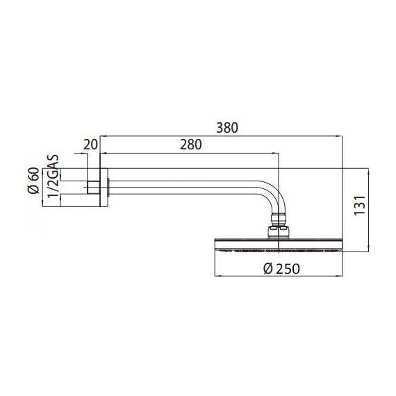 Верхний душ Bossini Elios 250x250 мм H19412G.073, чёрный матовый фото 2