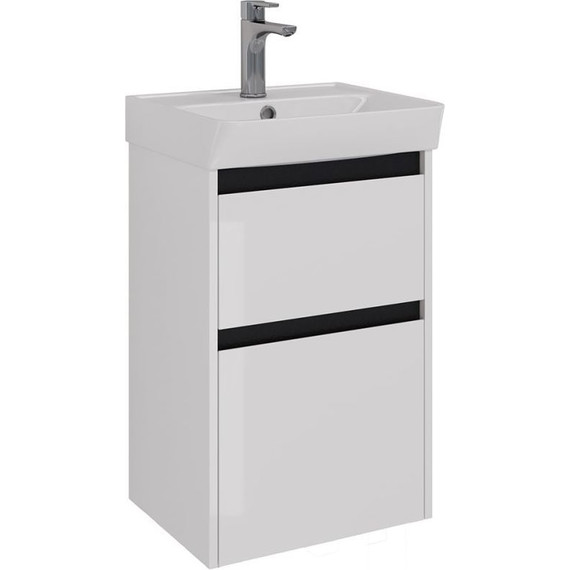 Тумба подвесная с раковиной Lemark Combi 45 см LM03C45T-black, белый глянец/черный матовый фото 