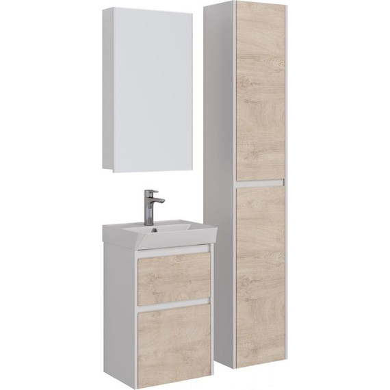 Тумба подвесная с раковиной Lemark Combi 45 см LM03C45T-dub, белый глянец/дуб кантри фото 6