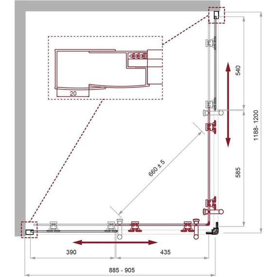 Душевое ограждение BelBagno 120x90 см UNO-195-AH-2-120/90-P-NERO, черный/рифлёное - 2 Душевое ограждение BelBagno 120x90 см UNO-195-AH-2-120/90-P-NERO, черный/рифлёное фото 2