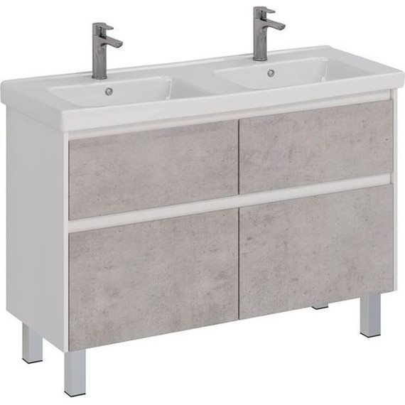 Тумба подвесная с раковиной Lemark Combi 125 см LM03C125T-Beton, белый глянец/бетон фото 5