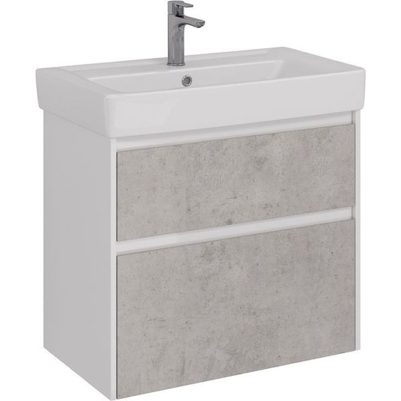 Тумба подвесная с раковиной Lemark Combi 80 см LM03C80T-Beton, белый глянец/бетон фото 