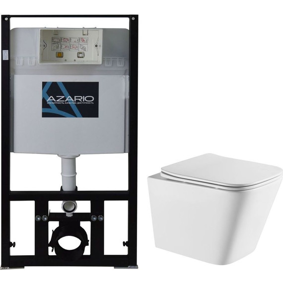 Инсталляция с подвесным безободковым унитазом Azario Teramo AZ-8010-1000+AZ-0052-UQ (система смыва Торнадо) фото 2