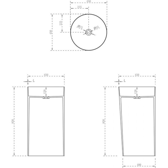 Раковина напольная Abber Stein 45 см AS2506, белый матовый фото 5