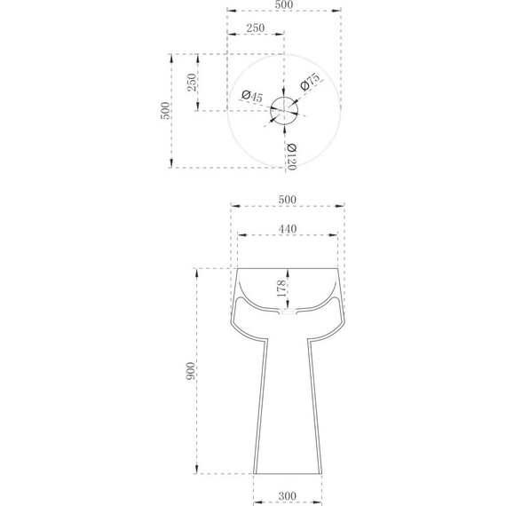 Раковина напольная Abber Stein 50 см AS2508, белый матовый фото 4