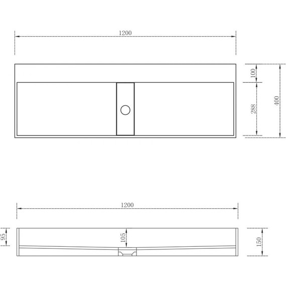 Раковина накладная Abber Stein 120 см AS2642, белый матовый - 4 Раковина накладная Abber Stein 120 см AS2642, белый матовый фото 4