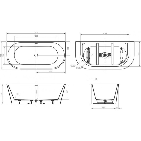 Ванна акриловая Belbagno 170x80 см BB710-1700-800, Размер - мм: 1700х800 - 7 Ванна акриловая Belbagno 170x80 см BB710-1700-800, Размер - мм: 1700х800 фото 7