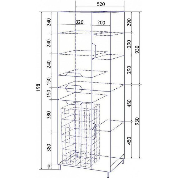 Пенал напольный Стиль 52 см, б/к - 8 Пенал напольный Стиль 52 см, б/к фото 8
