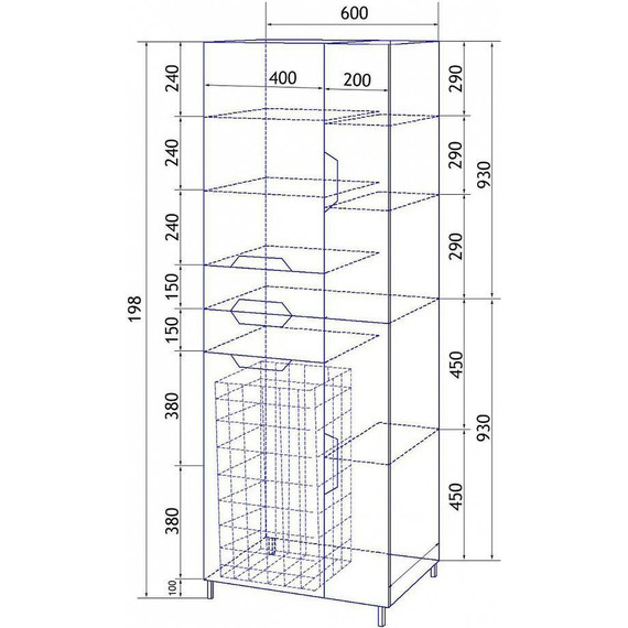 Пенал напольный Стиль 60 см, б/к - 7 Пенал напольный Стиль 60 см, б/к фото 7