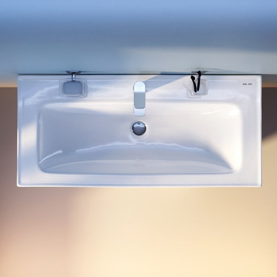 Тумба подвесная с раковиной Am.Pm X-Joy 100 см M85AFHX1002WG, белый глянцевый, Цвет фасада: белый фото 12