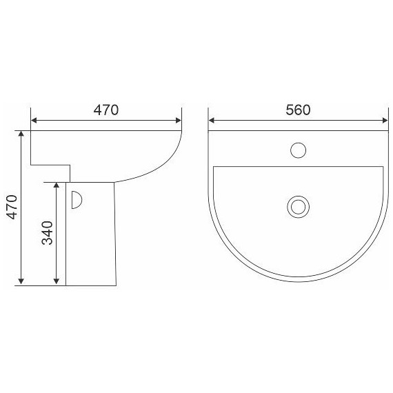 Раковина с полупьедесталом Mirsant Rock 56 см фото 5