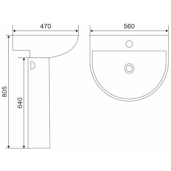 Раковина с пьедесталом Mirsant Rock 56 см фото 5