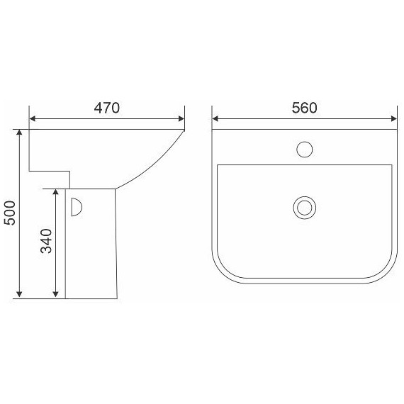 Раковина с полупьедесталом Mirsant Smart 56 см - 4 Раковина с полупьедесталом Mirsant Smart 56 см фото 4