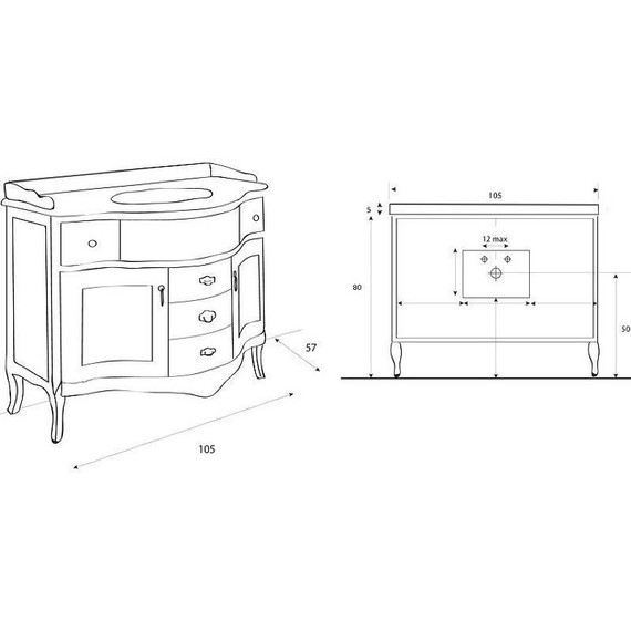 Тумба напольная с раковиной Cezares Rubino 110 см RUBINO.BA.BLO, Bianco laccato opaco - 7 Тумба напольная с раковиной Cezares Rubino 110 см RUBINO.BA.BLO, Bianco laccato opaco фото 7