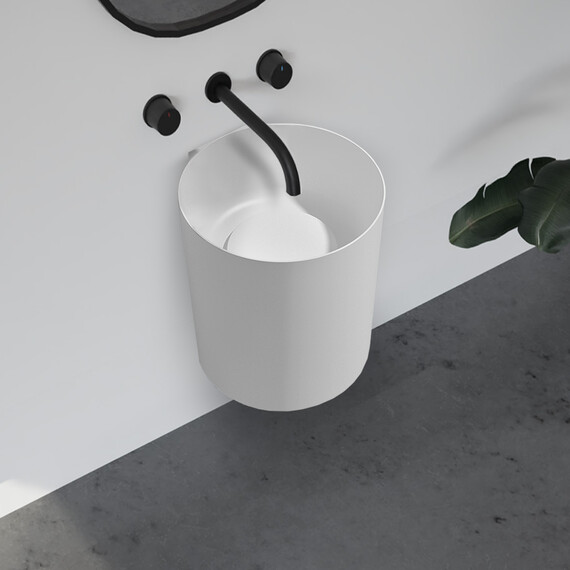 Раковина подвесная Abber Stein 42 см AS2624, белый матовый фото 