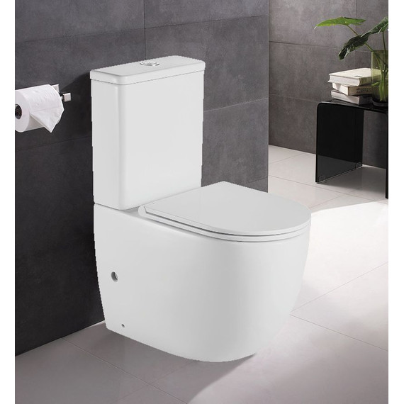 Унитаз-компакт безободковый Azario Mitta AZ-2128 с тонкой крышкой микролифт фото 2