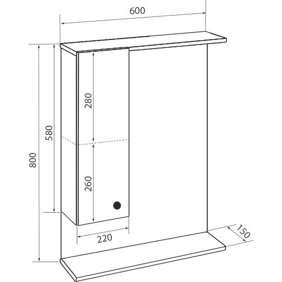 Зеркало-шкаф Стиль Моника 60 см L, без светильника, белый - 6 Зеркало-шкаф Стиль Моника 60 см L, без светильника, белый фото 6