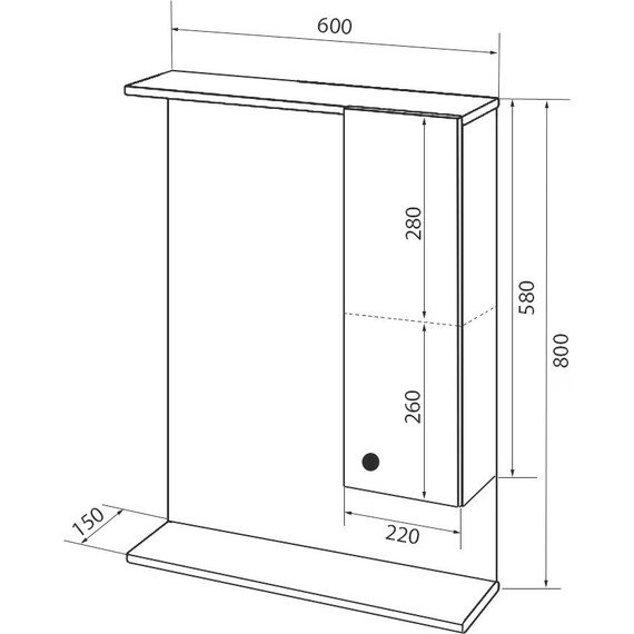 Зеркало-шкаф Стиль Моника 60 см R, без светильника, белый фото 6