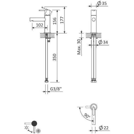 Смеситель для раковины Cezares LEAF-LSM1-L-NOP, черный матовый, Цвет производителя: чёрный фото 2