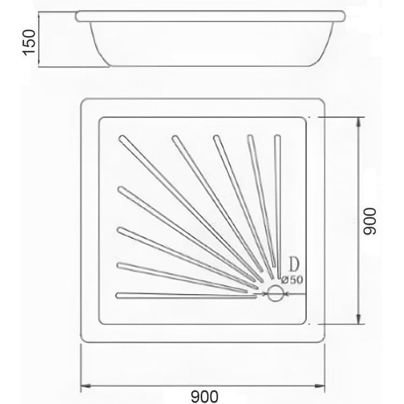 Поддон стальной Loranto Квадрат 90х90 см фото 2