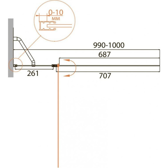 Шторка для ванны Cezares 100 см RELAX-V-11-100/140-C-Bi, хром/прозрачное фото 2