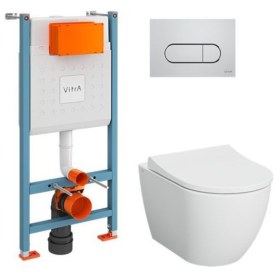 Инсталляция с подвесным безободковым унитазом Vitra Mia Round L-Box 9873B003-7201 фото 